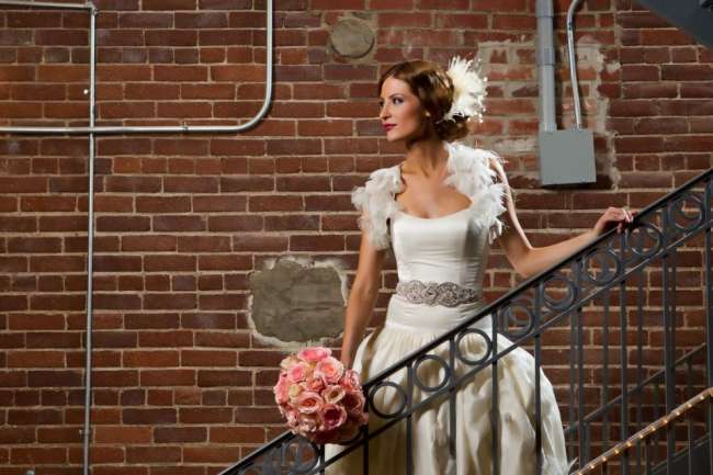 Bride in an industrial setting
