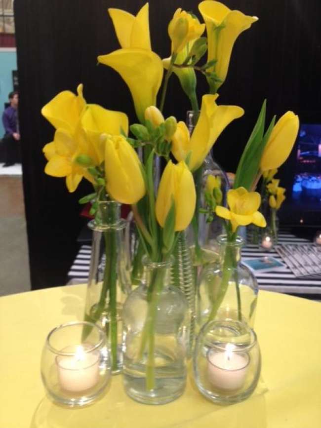 Yellow Tulip & Calla Lily Centerpieces