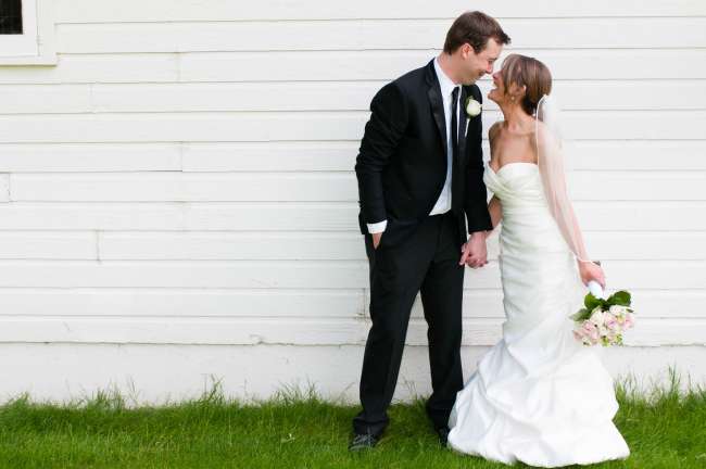 Bride and groom in formalwear