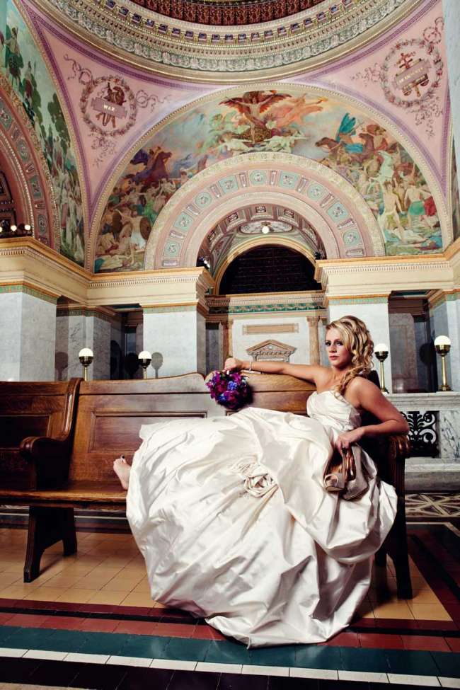 Bride in Allen County Courthouse