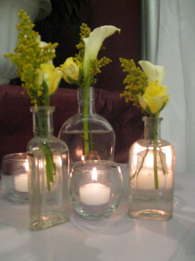 Yellow Floral in Mismatched Vases
