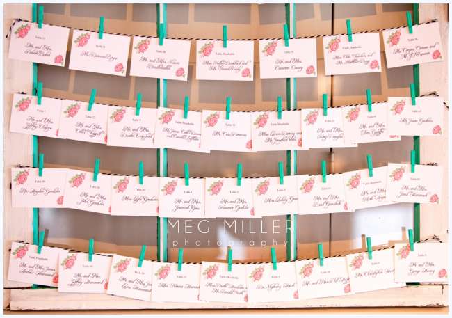Turquoise and Pink Escort Cards