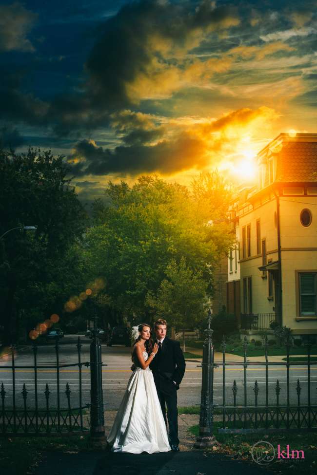 Bride & Groom With Powerful Sunset
