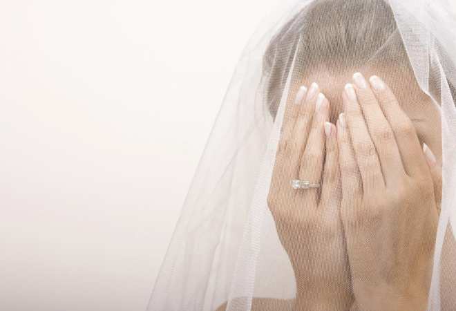 sad bride crying