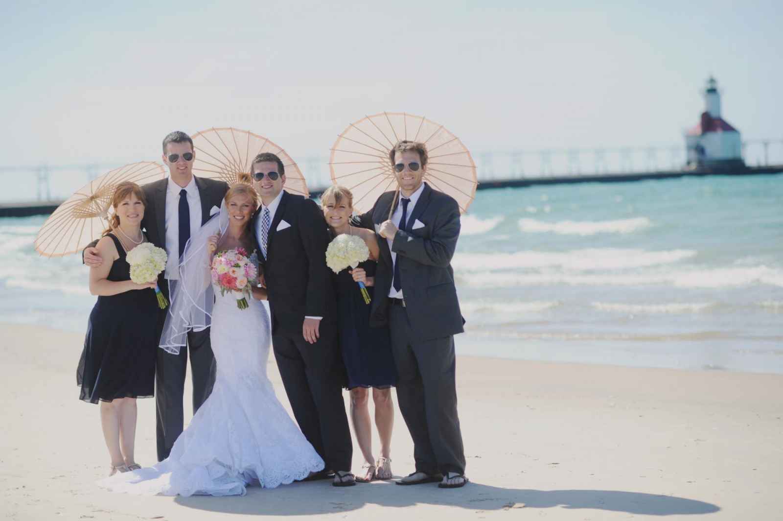 wedding party on the beach