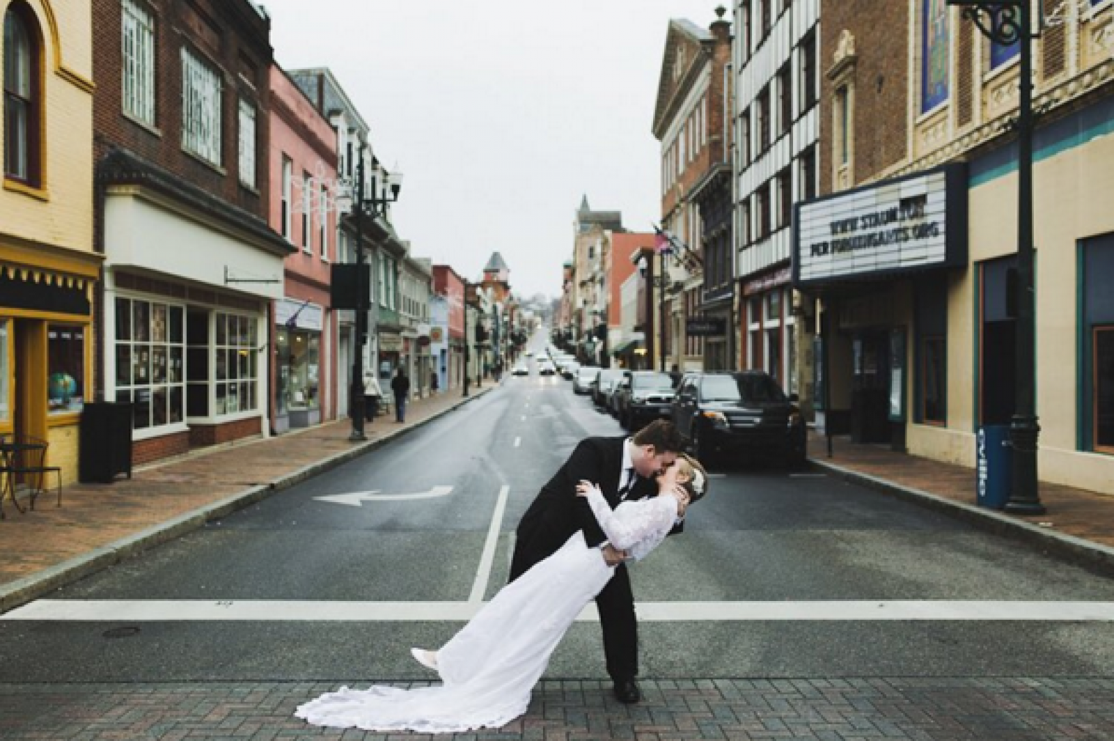 kissing in the street