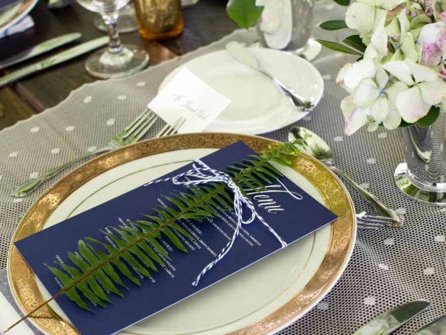 menu cards on plate