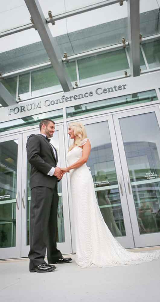 couple in front of the forum