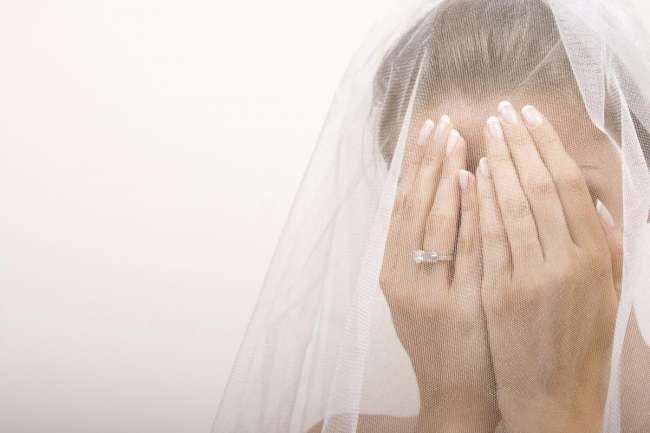 sad bride crying