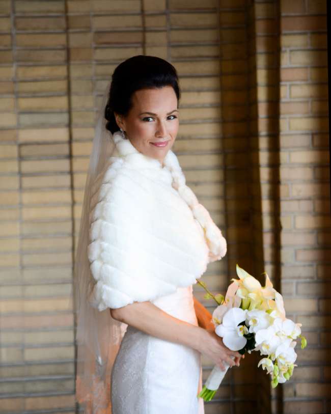 Bride in Fur Shawl