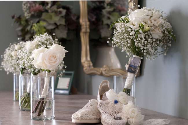 White Rose & Baby's Breath Bouquets