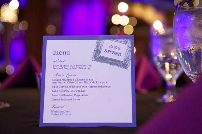 Purple and gray Menu Card and Table Number