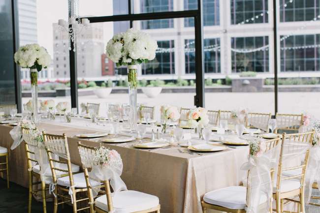 Stunning Gold, White & Blush Tablescape