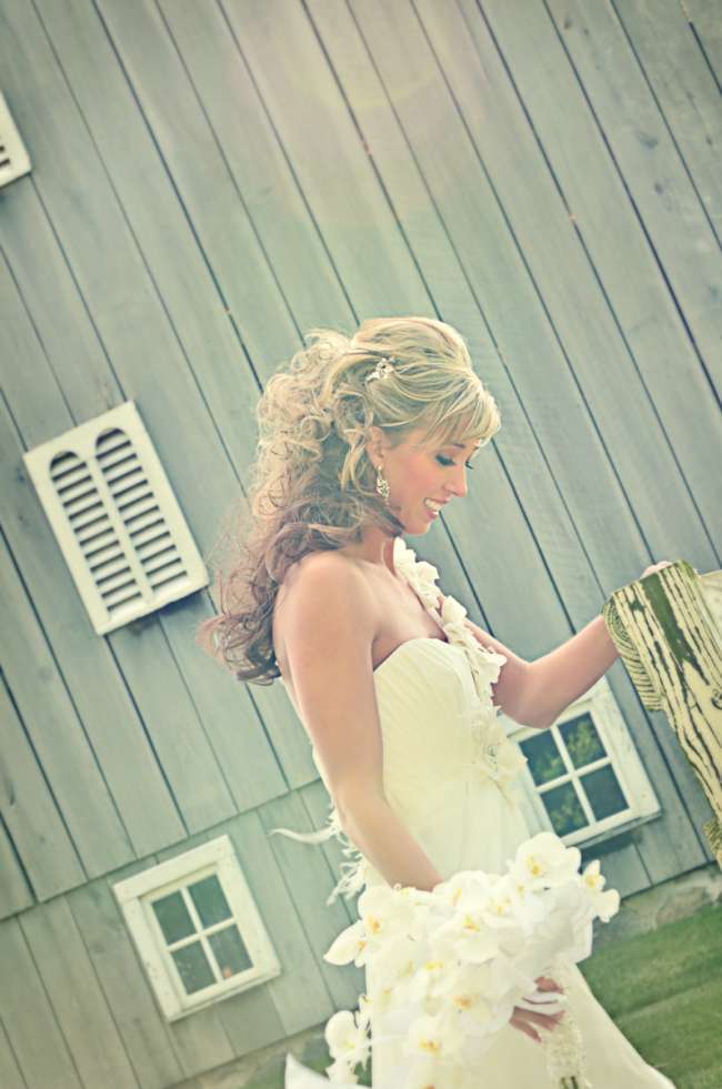 Relaxed Bride Carrying White Bouquet