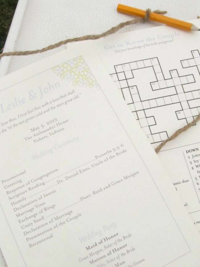 Wedding Program With Crossword Puzzle