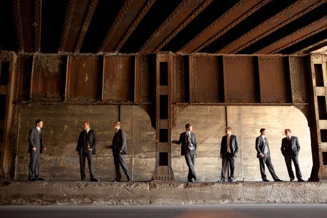 Groom & Groomsmen Under a Bridge