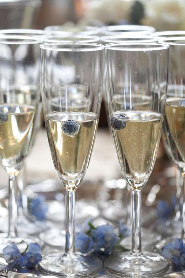 Champagne With Fresh Blueberries