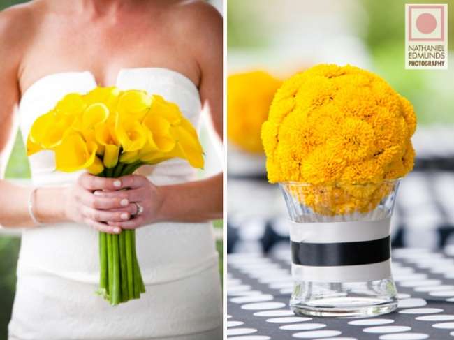 Yellow bouquet brings summer into the wedding