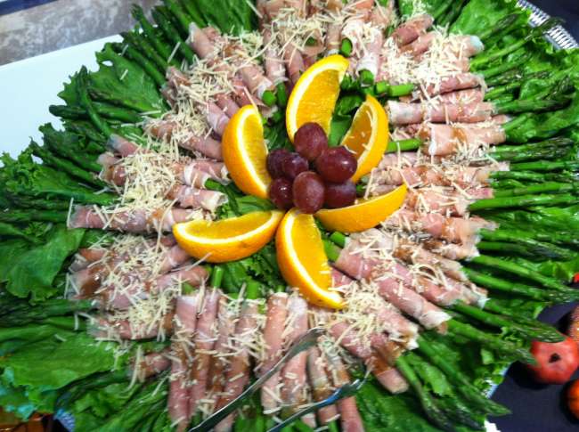 Asparagus and Prosciutto sprinkled with parmesan