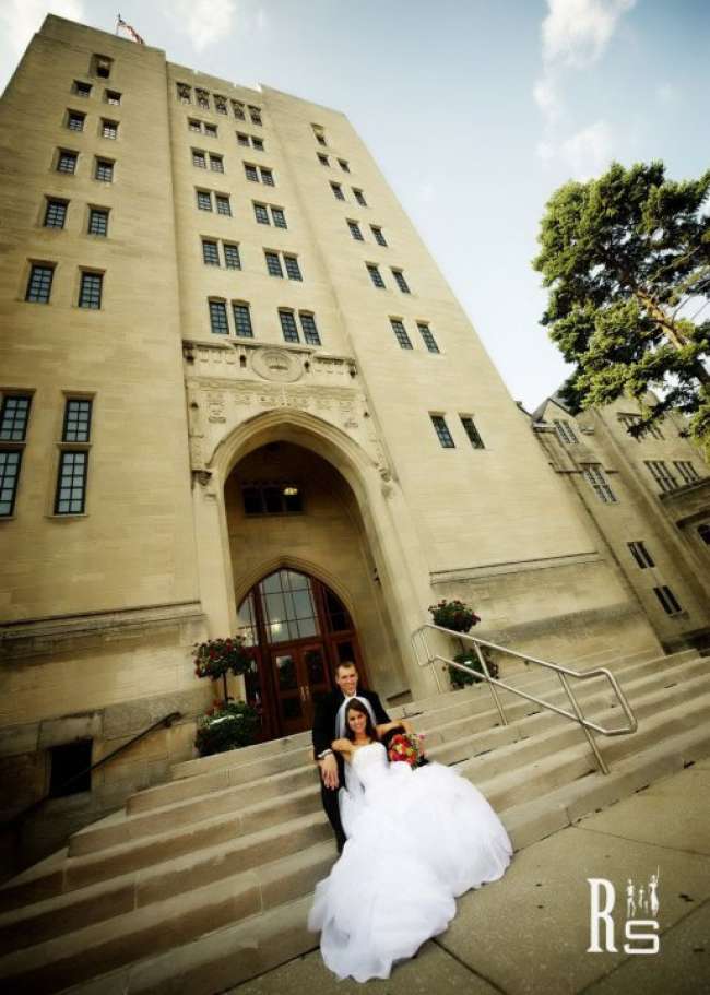 Bride & Groom Outside of Indiana Memorial Union