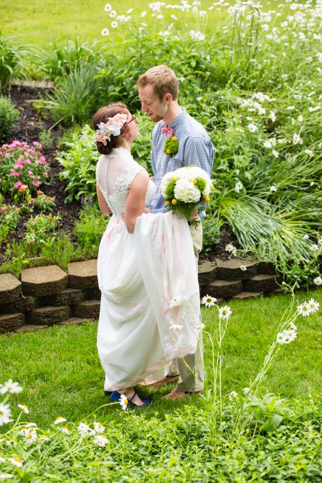 Casual Bride & Groom in Garden