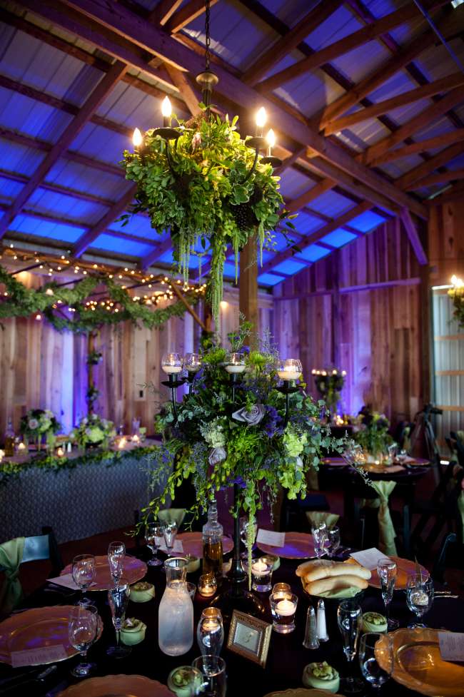 Chandelier Draped in Greenery