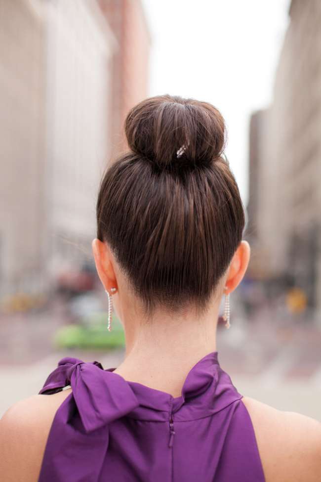 A Bun with Purple Dress