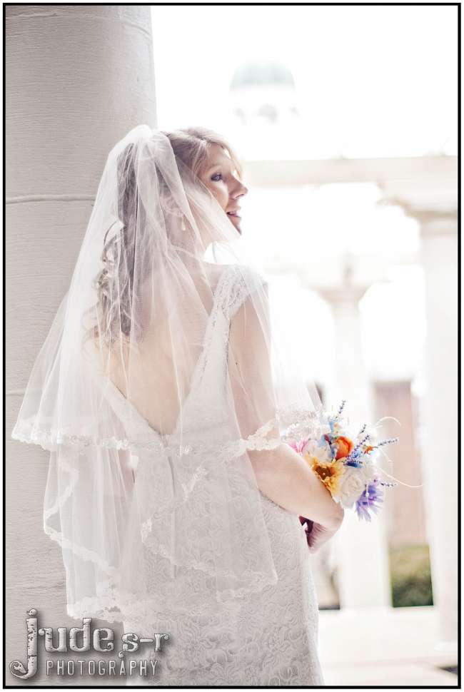 Lace-Trimmed Veil & Lace Dress