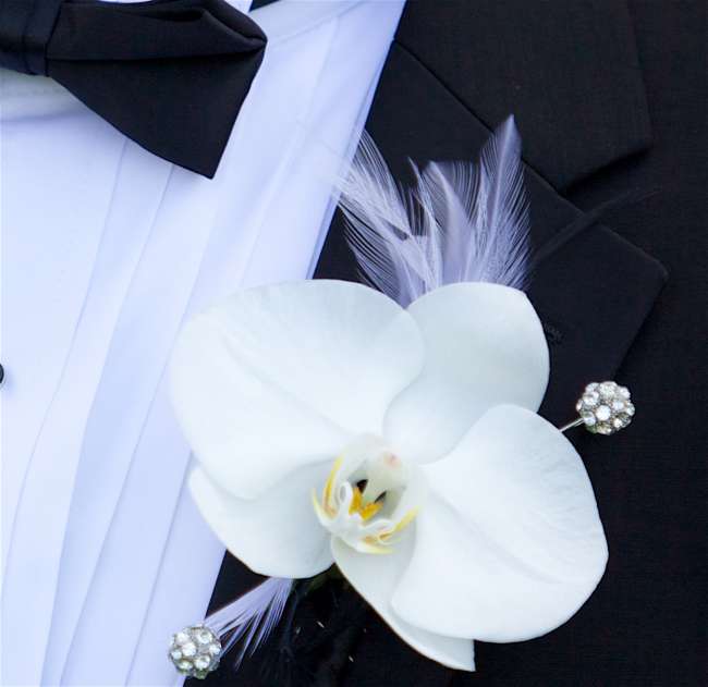 White orchid boutonniere