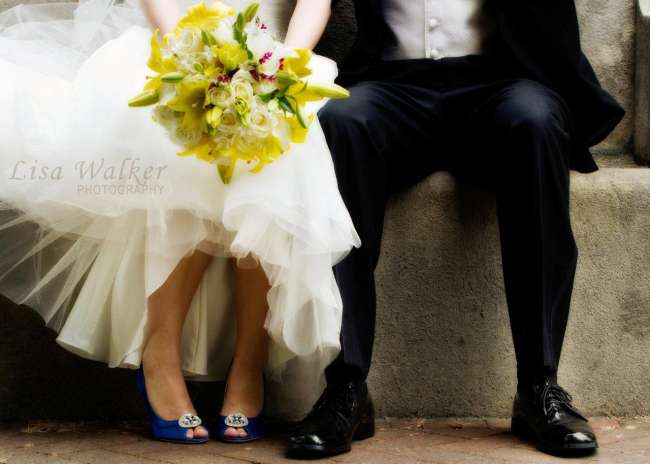 Blue Shoes and Yellow Bouquet