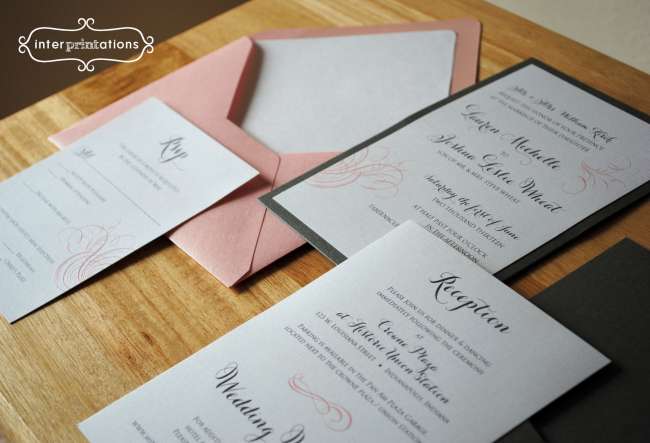 Wedding invitation set complete with reception card
