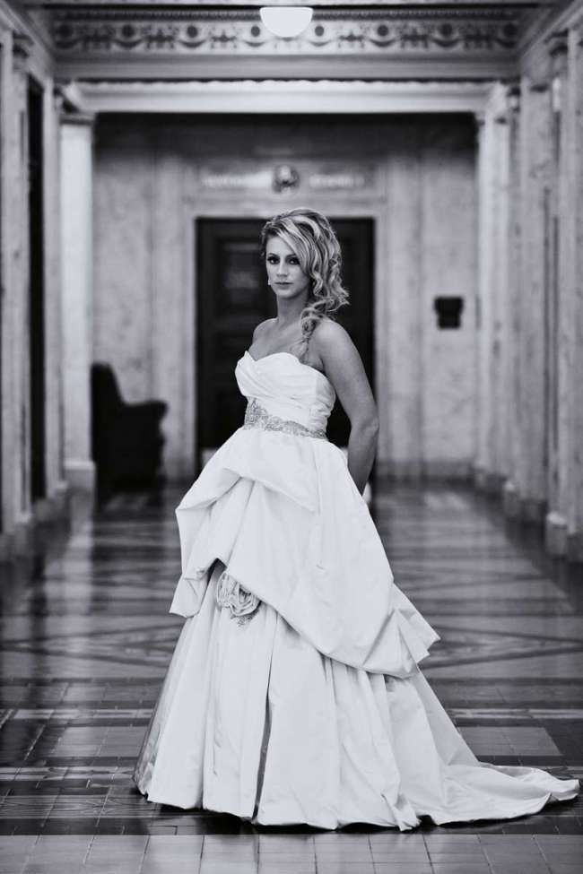 Bride in Strapless Satin Gown