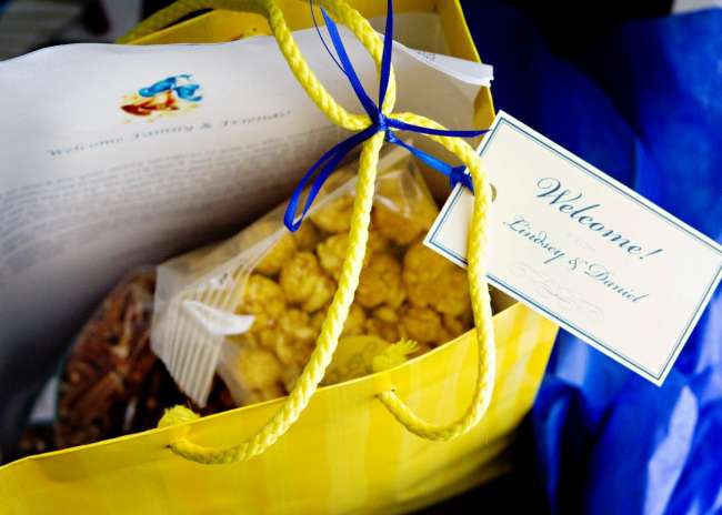 Blue and Yellow Guest Bags
