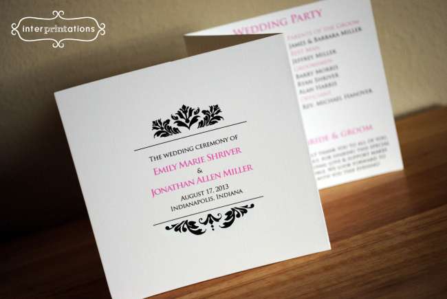 Damask Tri-Fold Program Card 