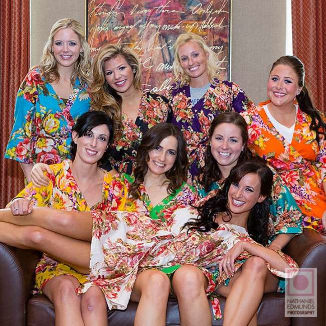 Floral kimonos for bridesmaids