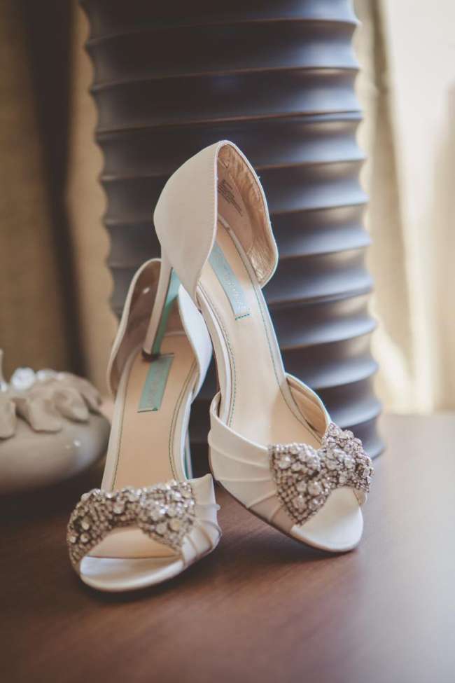 Ivory Heels with Rhine Stone Bow