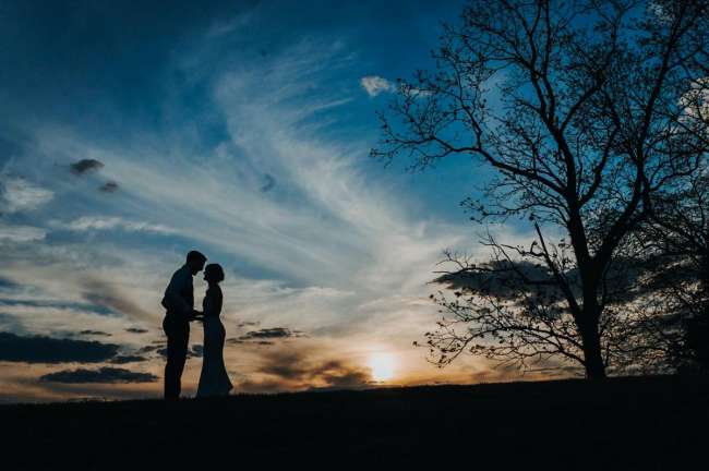 Romantic sunset wedding photo Lizton Lodge.