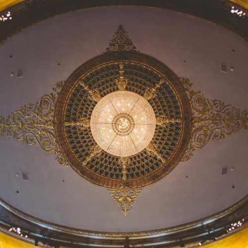 Ballroom crystal chandelier and exquisite ceiling